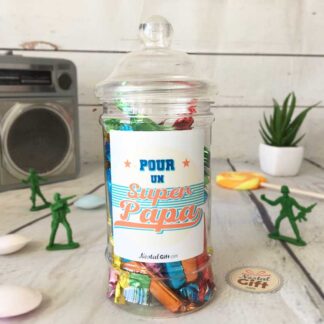 Bonbonnière Papa oldschool - 40 minis sucre d'orge - "Pour un super papa"