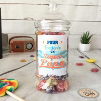 Bonbonnière personnalisée - 300g mix de bonbons anciens - "Pour un super papa"