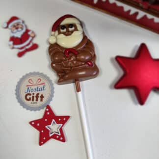 Sucette Père Noël en chocolat au lait