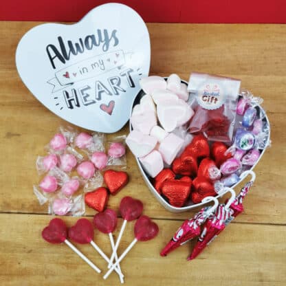 Coffret Cadeau St Valentin : Boîte en coeur "Always in my heart " remplie de bonbons - Blanche – Image 2