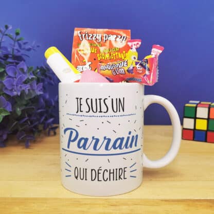 MUG "Je suis un parrain qui déchire " bonbons rétro 70 - Cadeau Parrain – Image 6