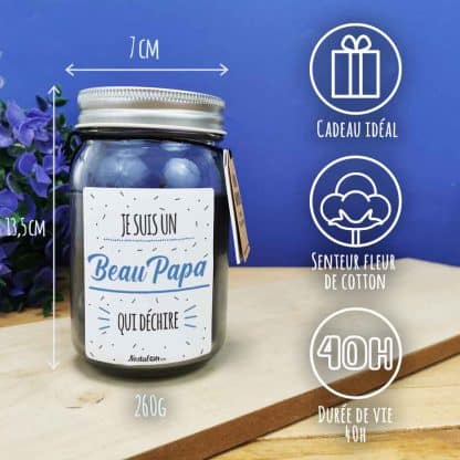Bougie Jar noir "Je suis un Beau Papa qui déchire"- cadeau beau père – Image 4