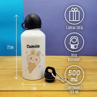 Gourde personnalisée - Glaces Kawaii - cadeau rentrée scolaire pour  fille – Image 3