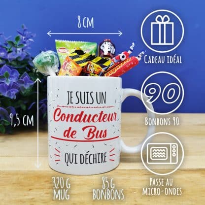 Mug bonbon années 90 "Je suis un conducteur de bus qui déchire" de la collection "Qui déchire" – Image 4