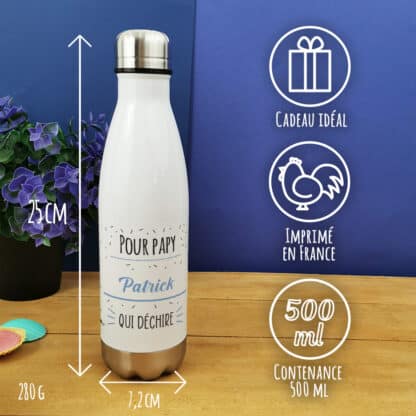 Bouteille isotherme 500 ml  "Pour papy qui déchire" Cadeau papy personnalisé – Image 3