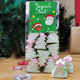 Sachet de guimauve sapin de Noël x 10 - "Joyeux Noël"  - Cadeau Noël