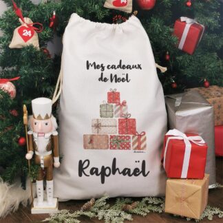 Hotte de Noël XXL personnalisée - Mes cadeaux de Noël