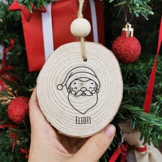 Boule de noël en bois - Personnalisé avec le prénom - Père Noël