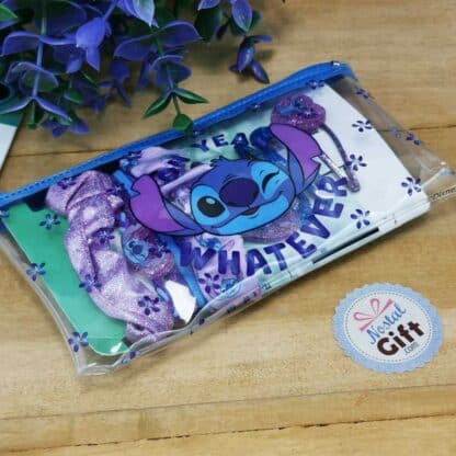 Stitch - 4 élastiques pour cheveux, 2 mini chouchou et 4 barettes dans une trousse (Disney) – Image 2