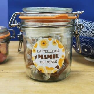 Bocal LE PARFAIT - "Meilleure mamie du Monde" caramel et nougat - 150g (5 nougats - 10 caramels)