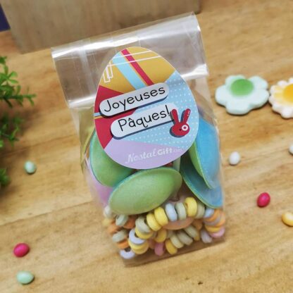 Sachet de bonbons dextrose (Assortiment avec 2 colliers, 10 soucoupes et 2 sucettes lollies) - Joyeuses Pâques – Image 3