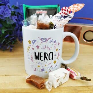 Mug bonbons des années 60  "Merci" - collection florale