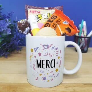 Mug bonbons des années 70 "Merci" - collection florale