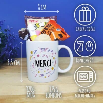 Mug bonbons des années 70 "Merci" - collection florale – Image 3