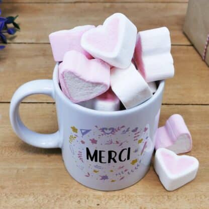 Mug "Merci" floral et ses guimauves coeurs x10 – Image 2