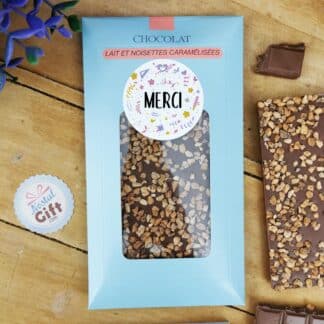 Tablette Chocolat Lait et Noisettes Caramélisées "Merci" made in France (Maison Guinguet)