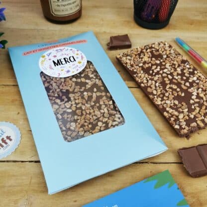 Tablette Chocolat Lait et Noisettes Caramélisées "Merci" made in France (Maison Guinguet) – Image 3